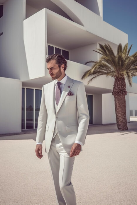 Costume de mariage blanc 3 pièces