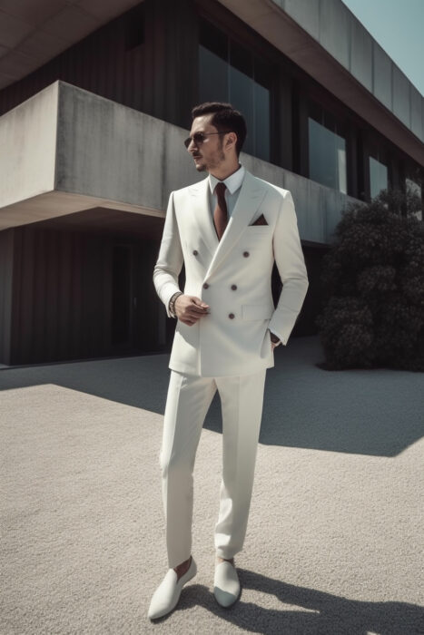 Costume croisé blanc