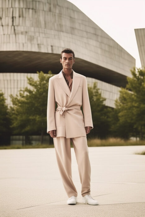 Costume blanc beige sur mesure