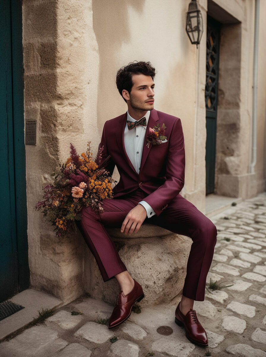 Costume sur mesure de couleur Bordeaux 2 pièces par Chris Von Martial