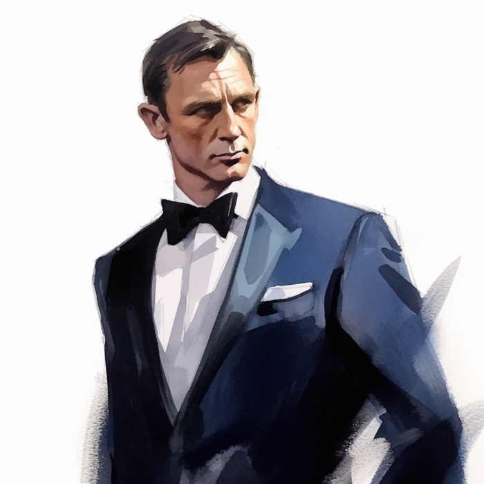 Croquis d'un homme avec un costume bleu marine sur mesure fait par Chris Von Martial