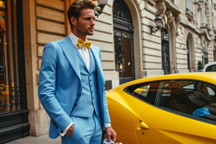 Costume bleu ciel sur mesure par Chris Von Martial - Comment porter un costume 3 pièces ?