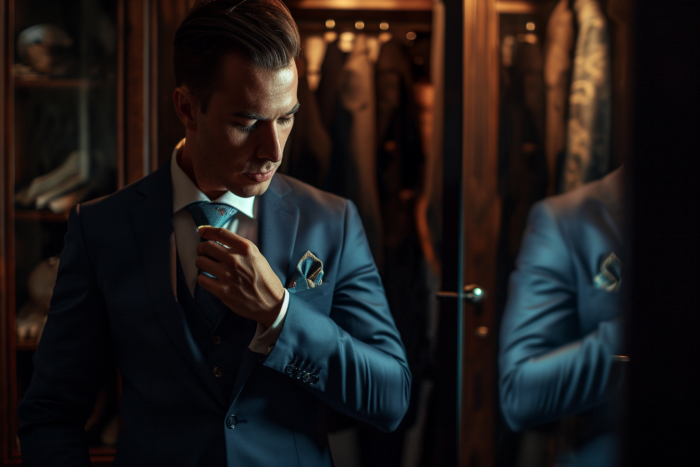 Costume sur mesure bleu mariage