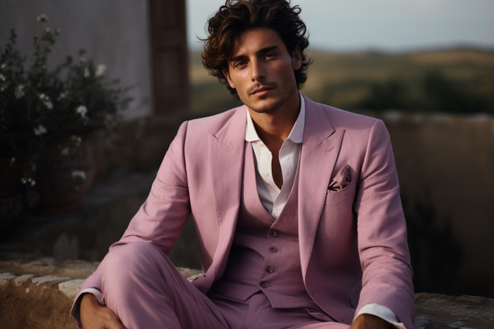 Costume sur mesure rose