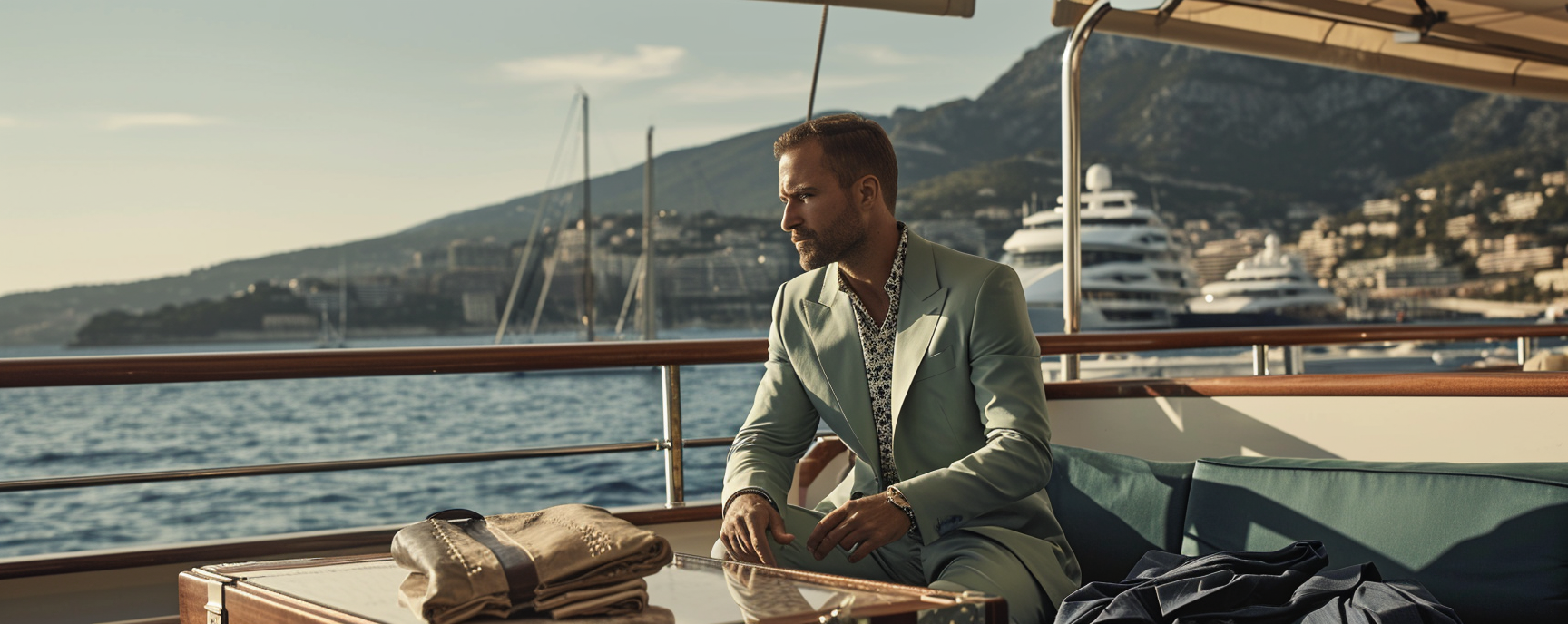 Costume sur mesure vert d'eau