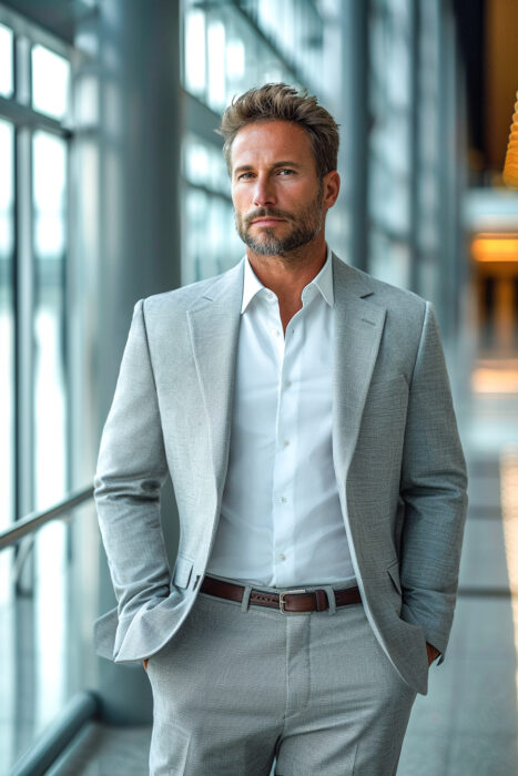 Costume sur mesure business gris clair