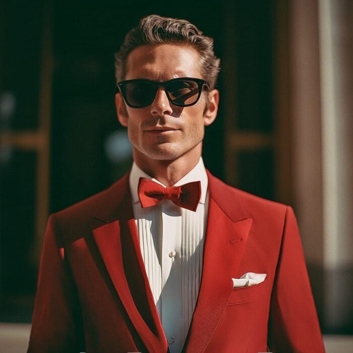 Costume sur mesure rouge cardinal