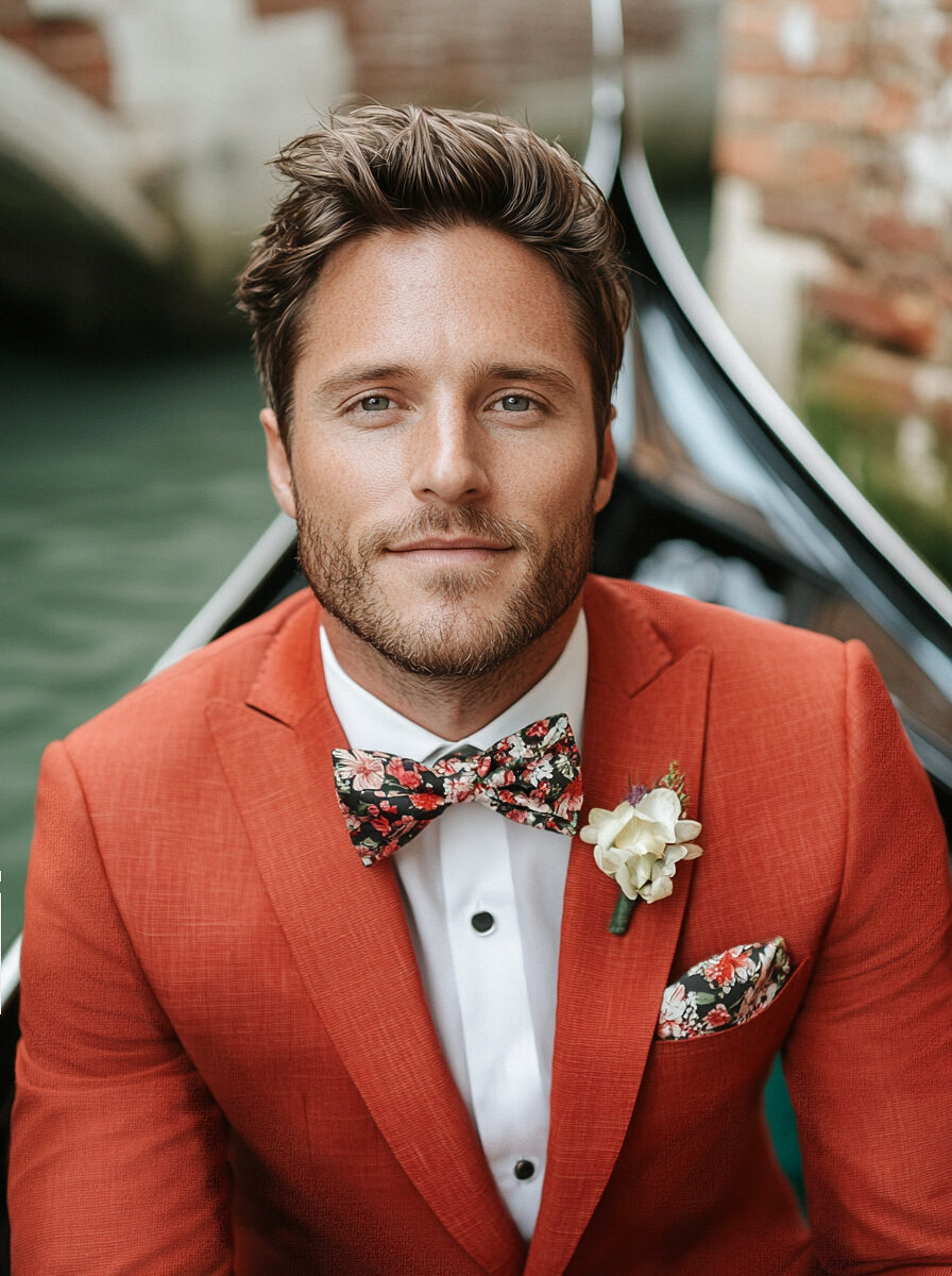 Costume sur mesure rouge-orange