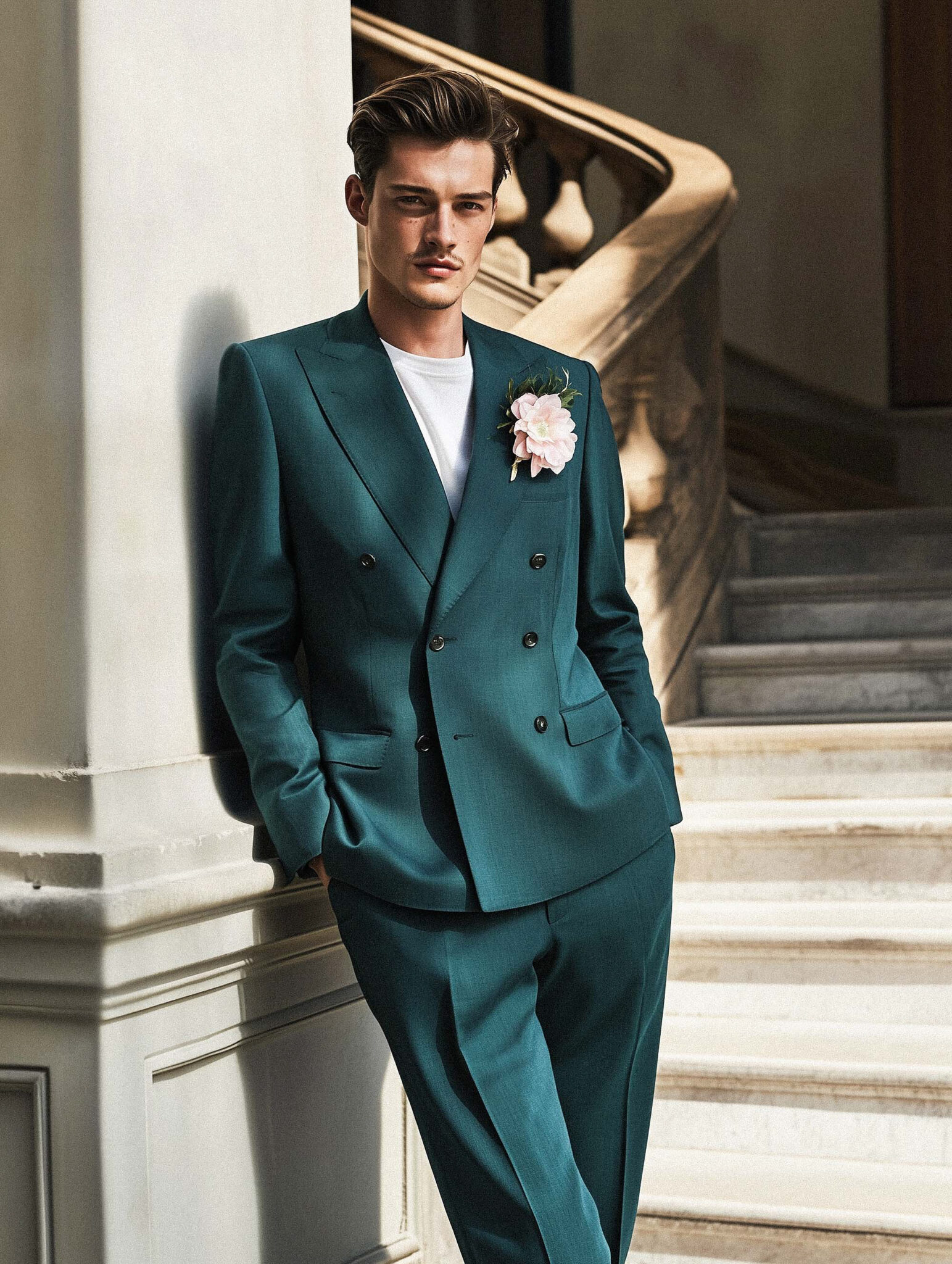Costume croisé bleu canard sur mesure – Chris von Martial