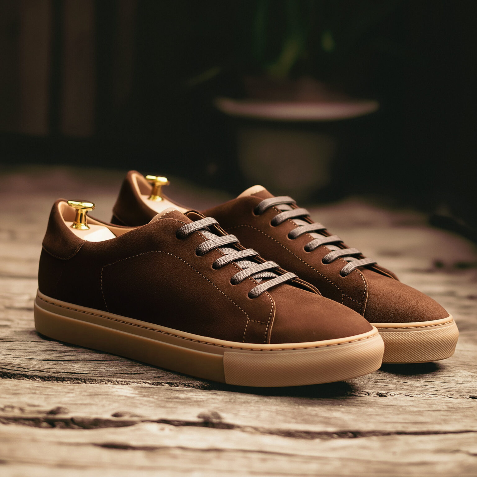 baskets homme marron daim moka Chris von Martial