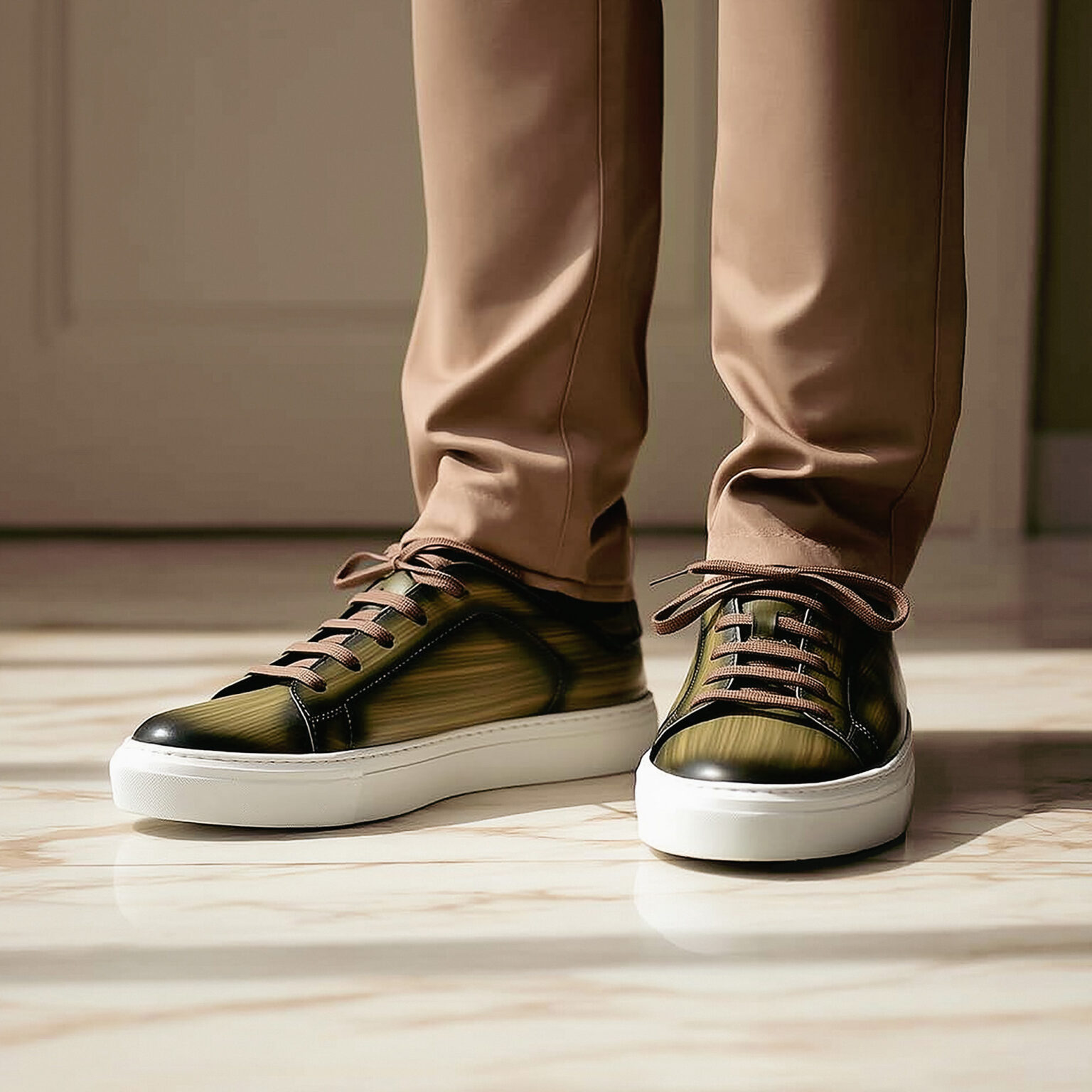 baskets tennis vert foncé homme Chris von Martial