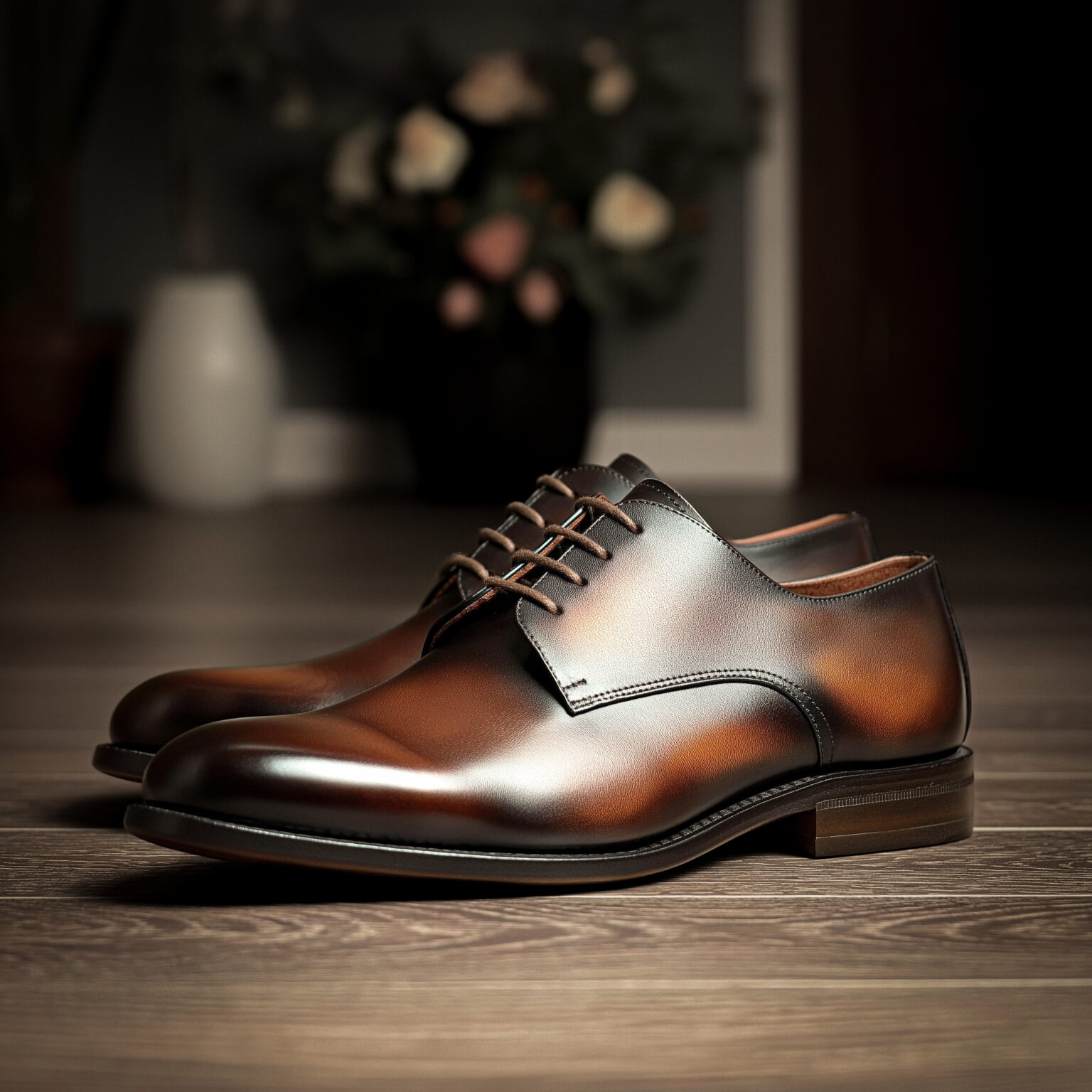 derby patiné cuir brun cognac Chris von Martial