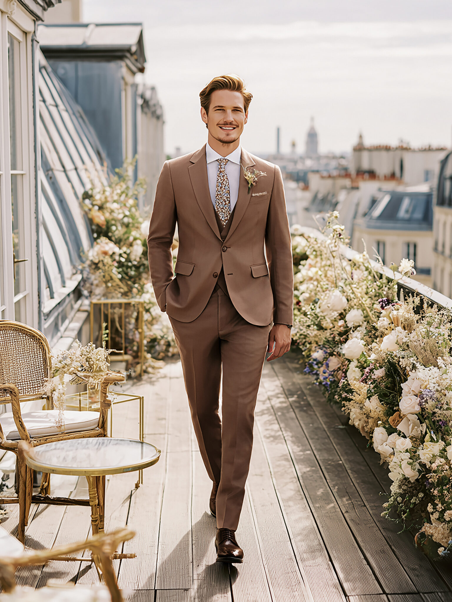 costume trois pièces moka brun sur mesure Chris von Martial