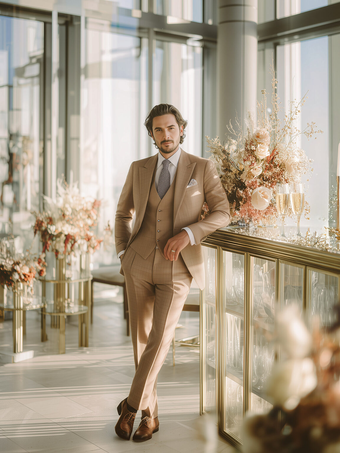 costume trois pièces marron ocre sur mesure Chris von Martial