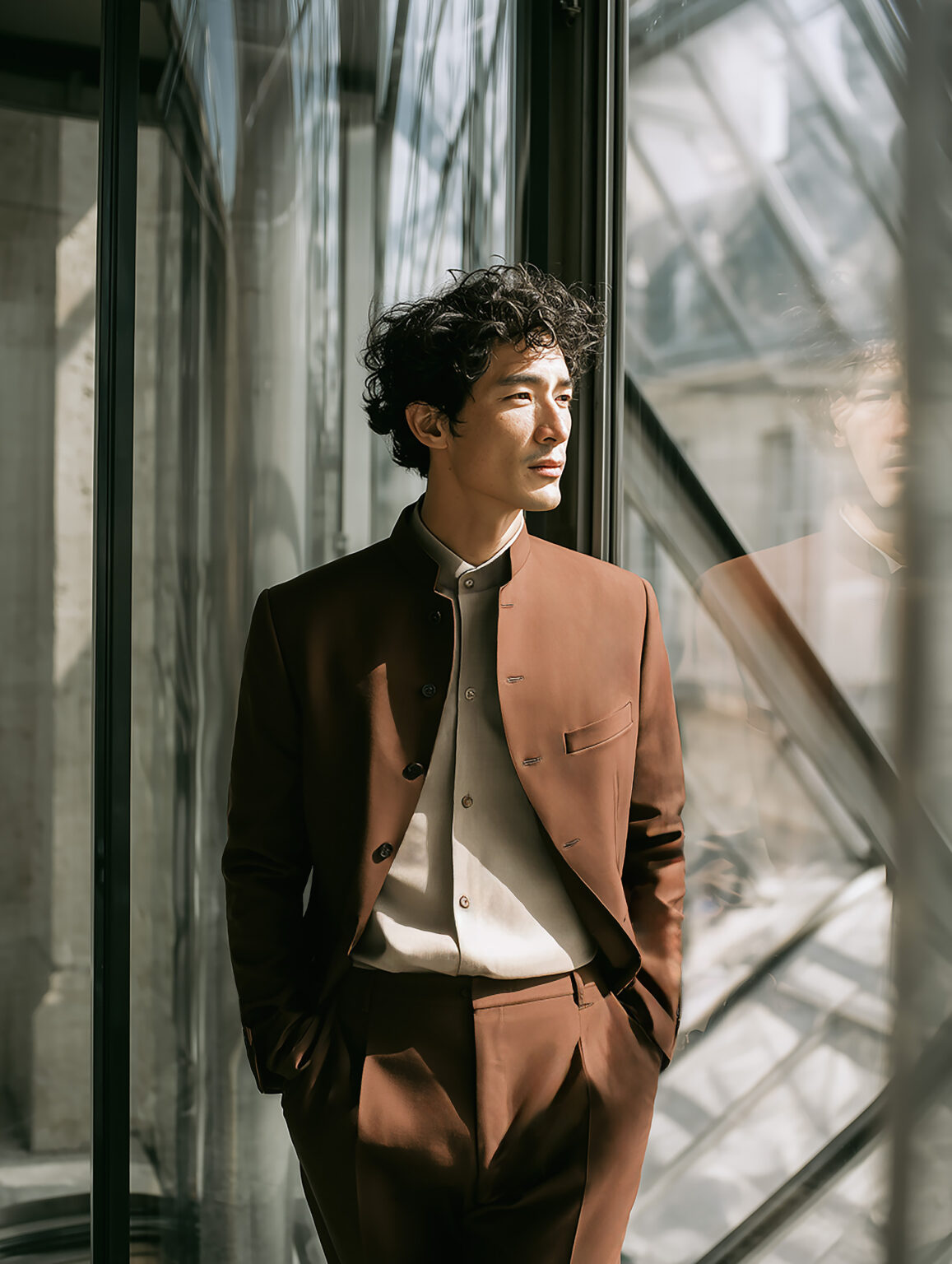 costume col mao marron acajou sur mesure Chris von Martial