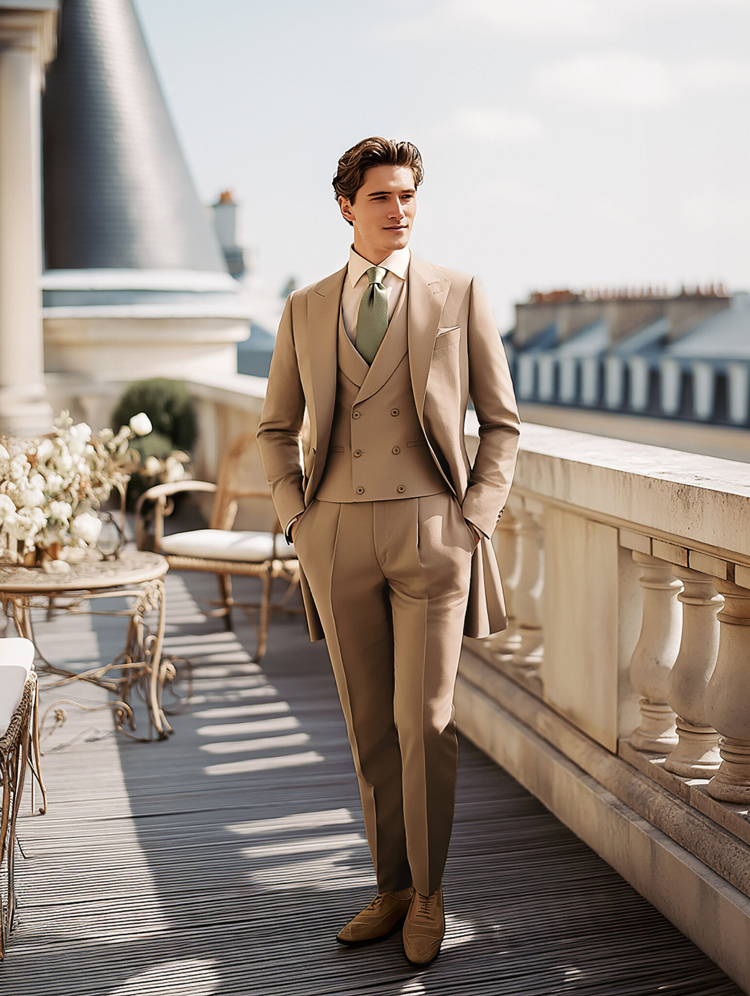 costume redingote brun cappuccino sur mesure Chris von Martial