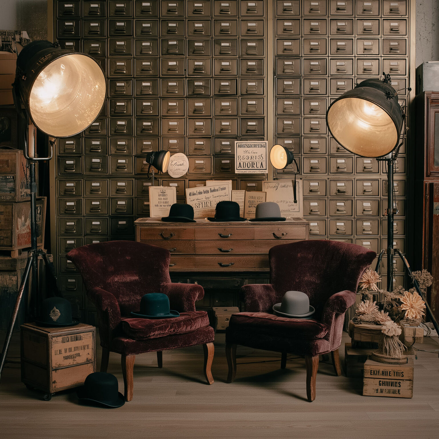 Salle décorée style vintage mariage.