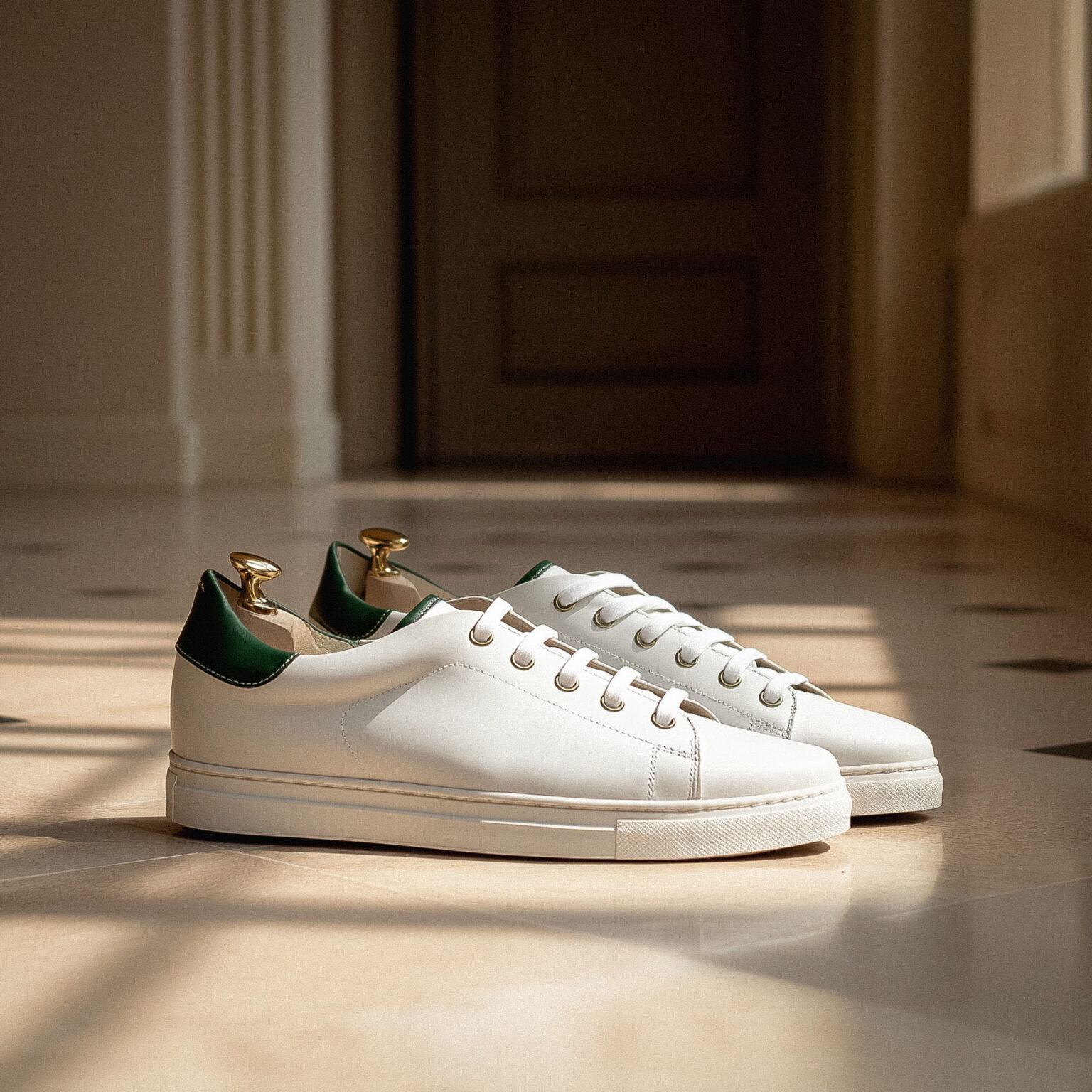 Basket blanc détail arrière vert forme Tennis - Chris von Martial
