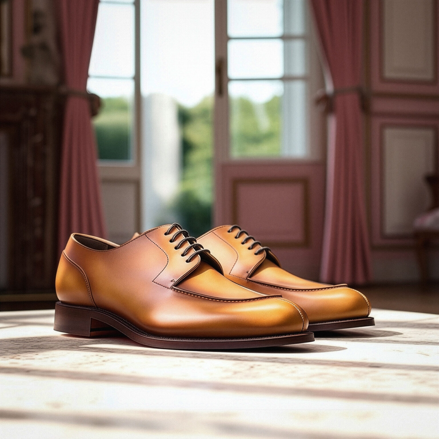 Chaussure homme cognac forme Derby Splittoe - Chris von Martial
