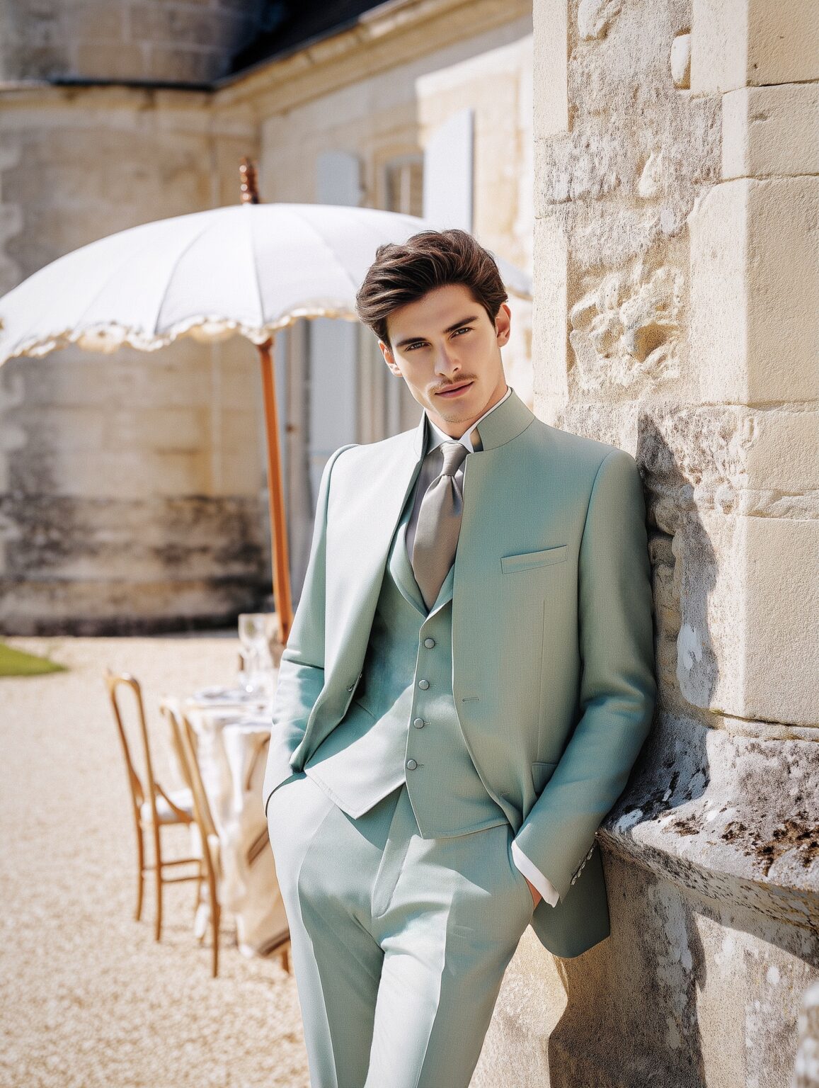 Costume col officier vert d'eau - Chris von Martial