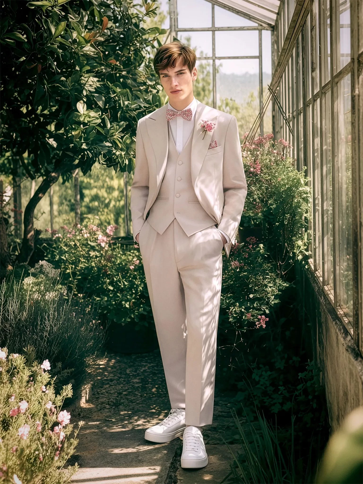 Costume de mariage couleur crème pour homme