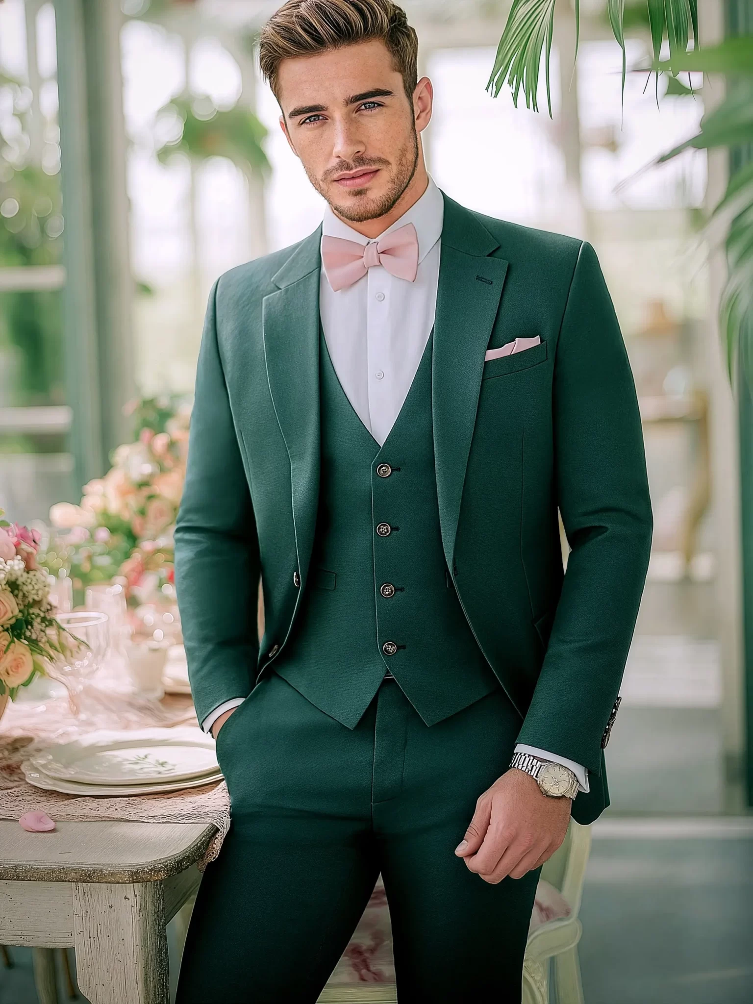 Costume de mariage vert éméraude pour homme