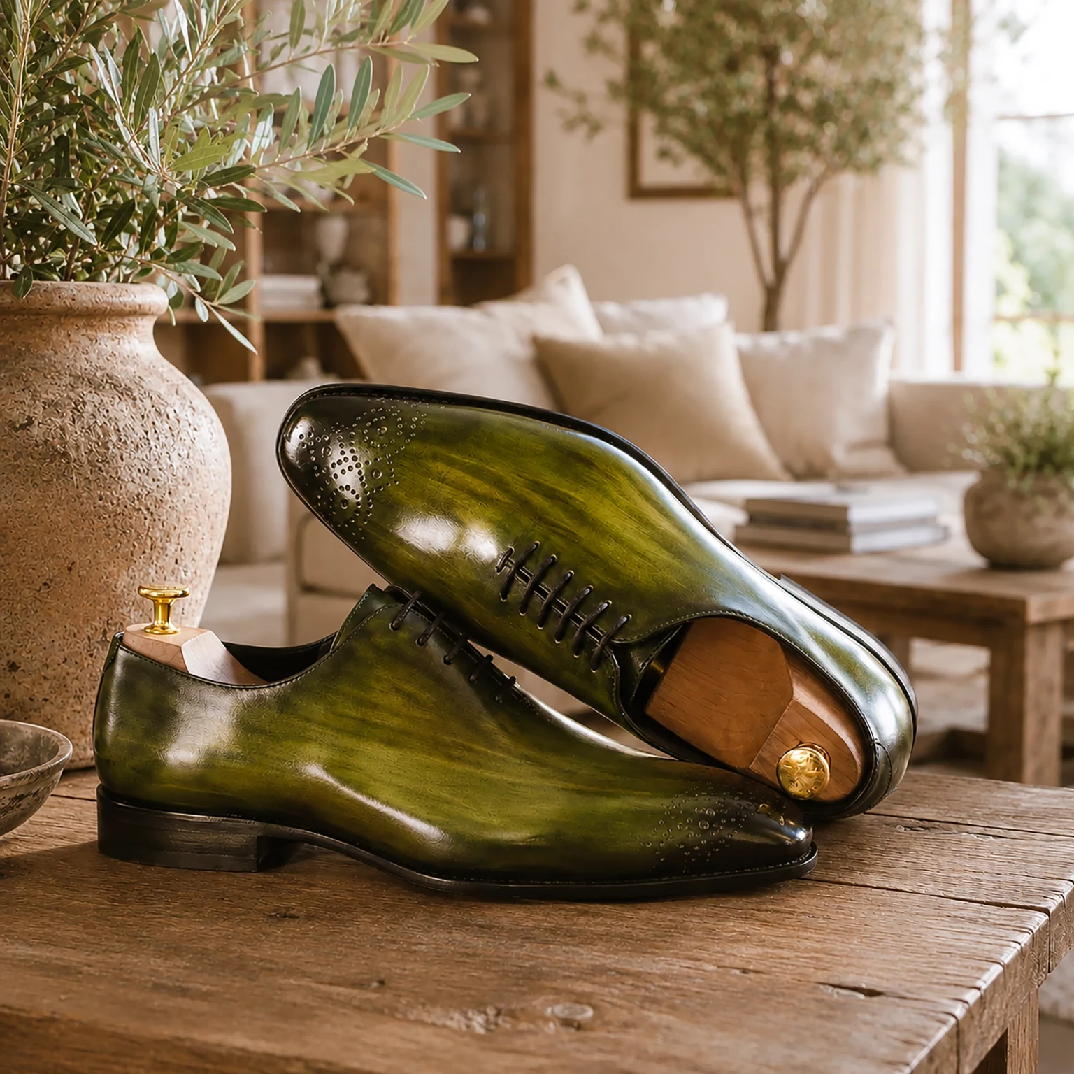 Chaussures homme vert - One cut patiné vert - CHRIS VON MARTIAL