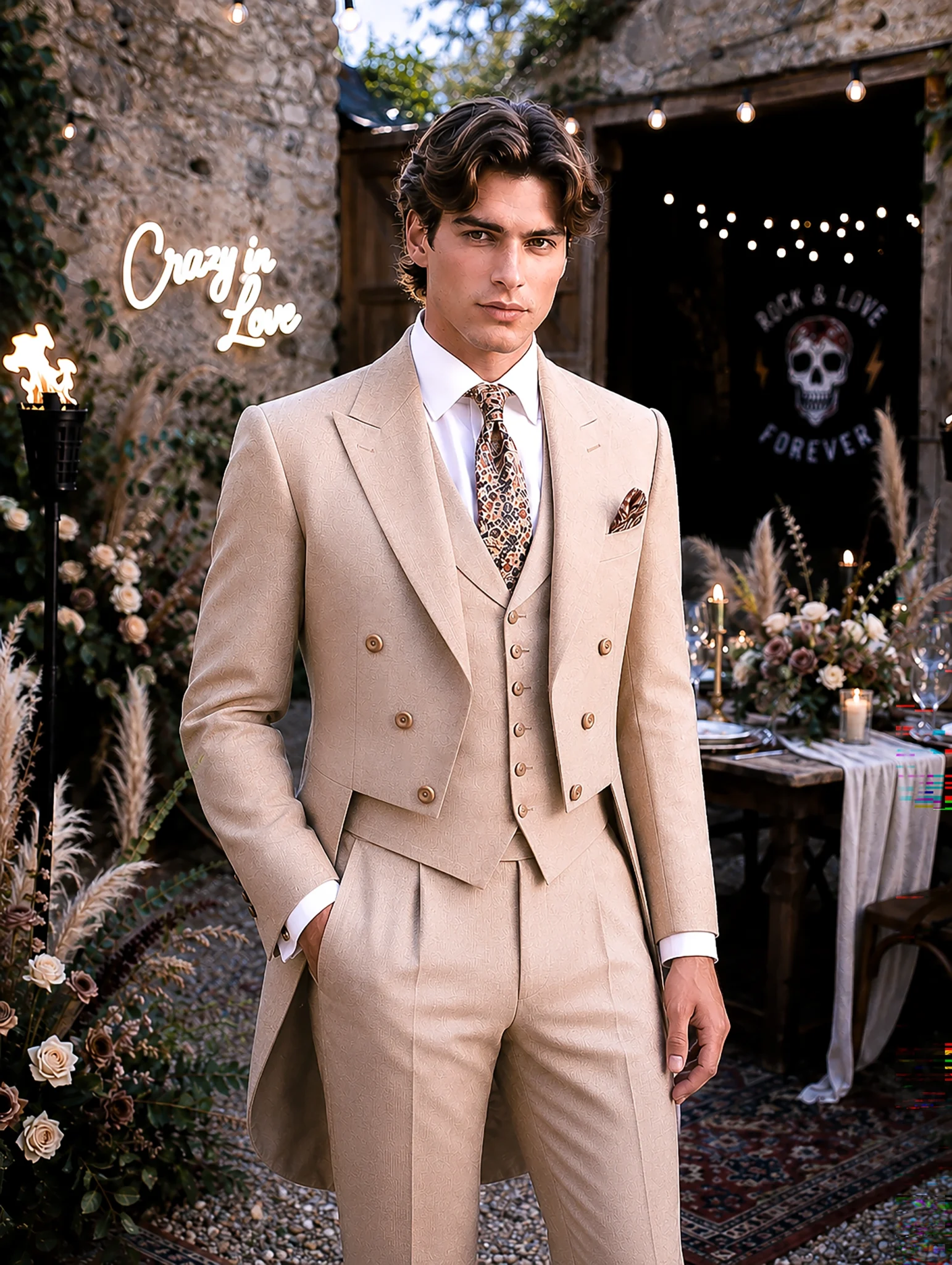 Costume beige façon queue de pie - CHRIS VON MARTIAL