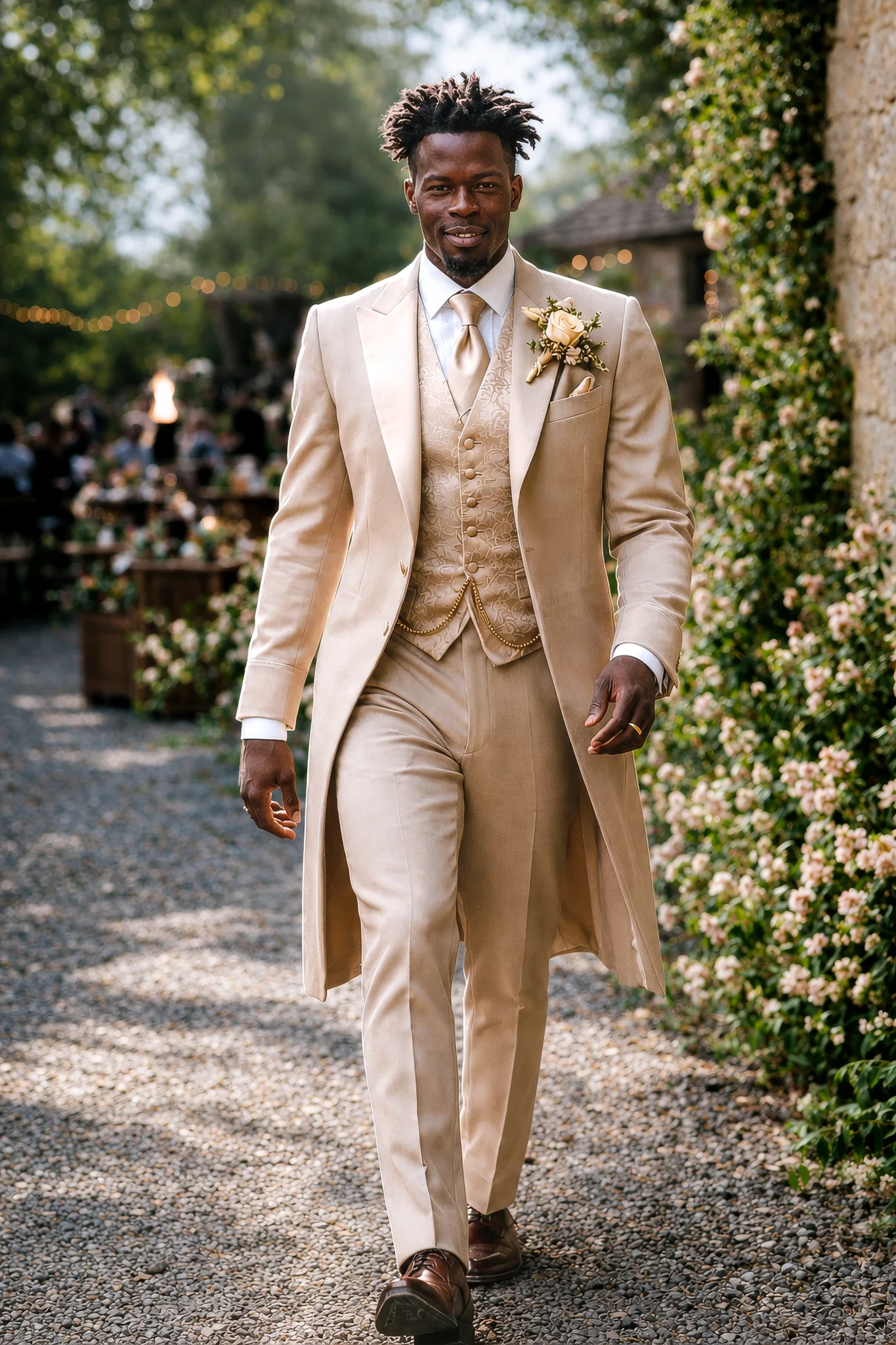 Costume beige façon redingote - CHRIS VON MARTIAL