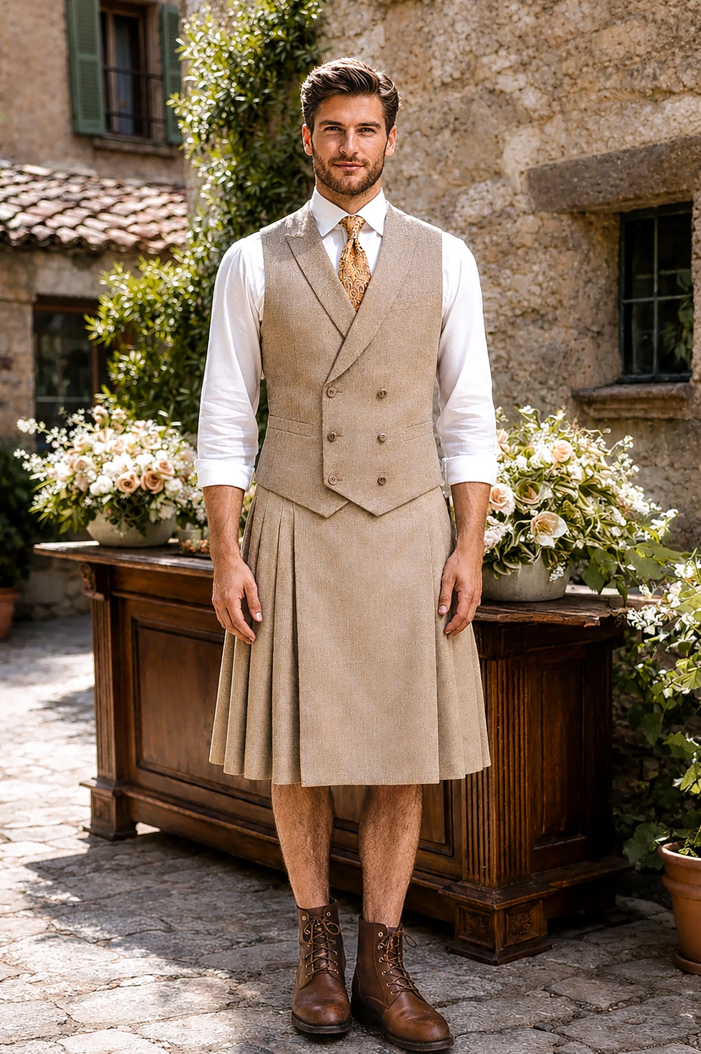 Gilet et Kilt beige - CHRIS VON MARTIAL