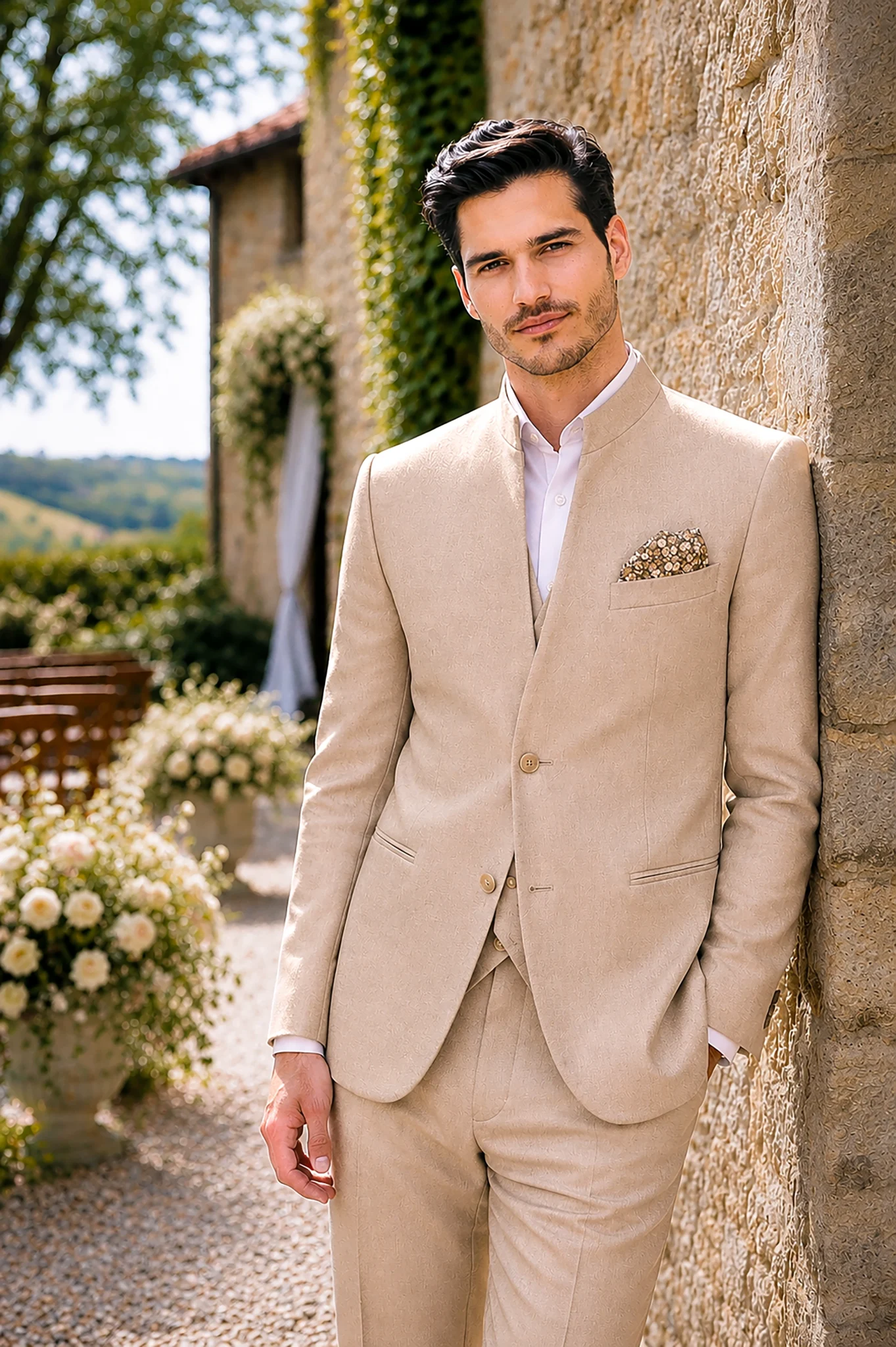 Veste beige col officier - CHRIS VON MARTIAL